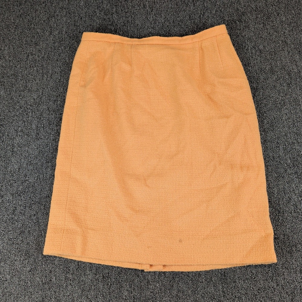 Carlisle Womens Pencil Skirt 14 Orange Wool Blend Boucle Vintage Knee Length Mid